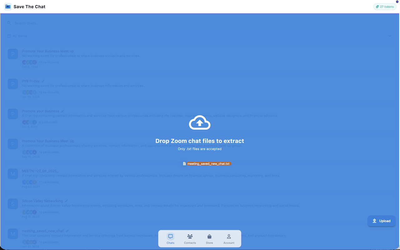File upload extraction workflow in Save The Chat
